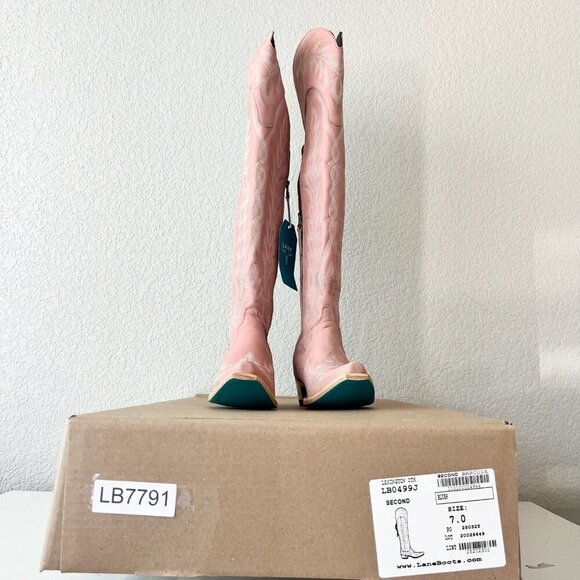 Lane LEXINGTON Over the Knee Womens Cowboy Boots 7 Pink Western Cowgirl Lace up - Picture 14 of 15